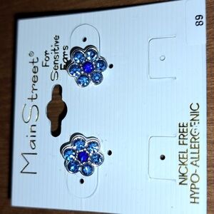 MainStreet Blue Flower Earrings